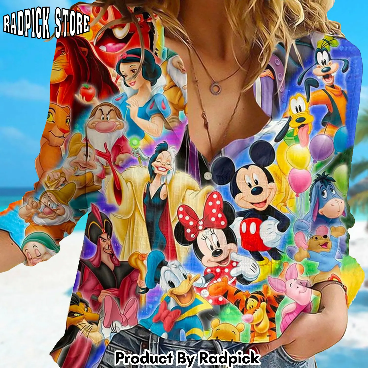 Radpick mouse and friends linen tcasual shirt animated mouse linen shirt cartoon women blouses shirt magic kingdom shirt movie family trip gift rp662562